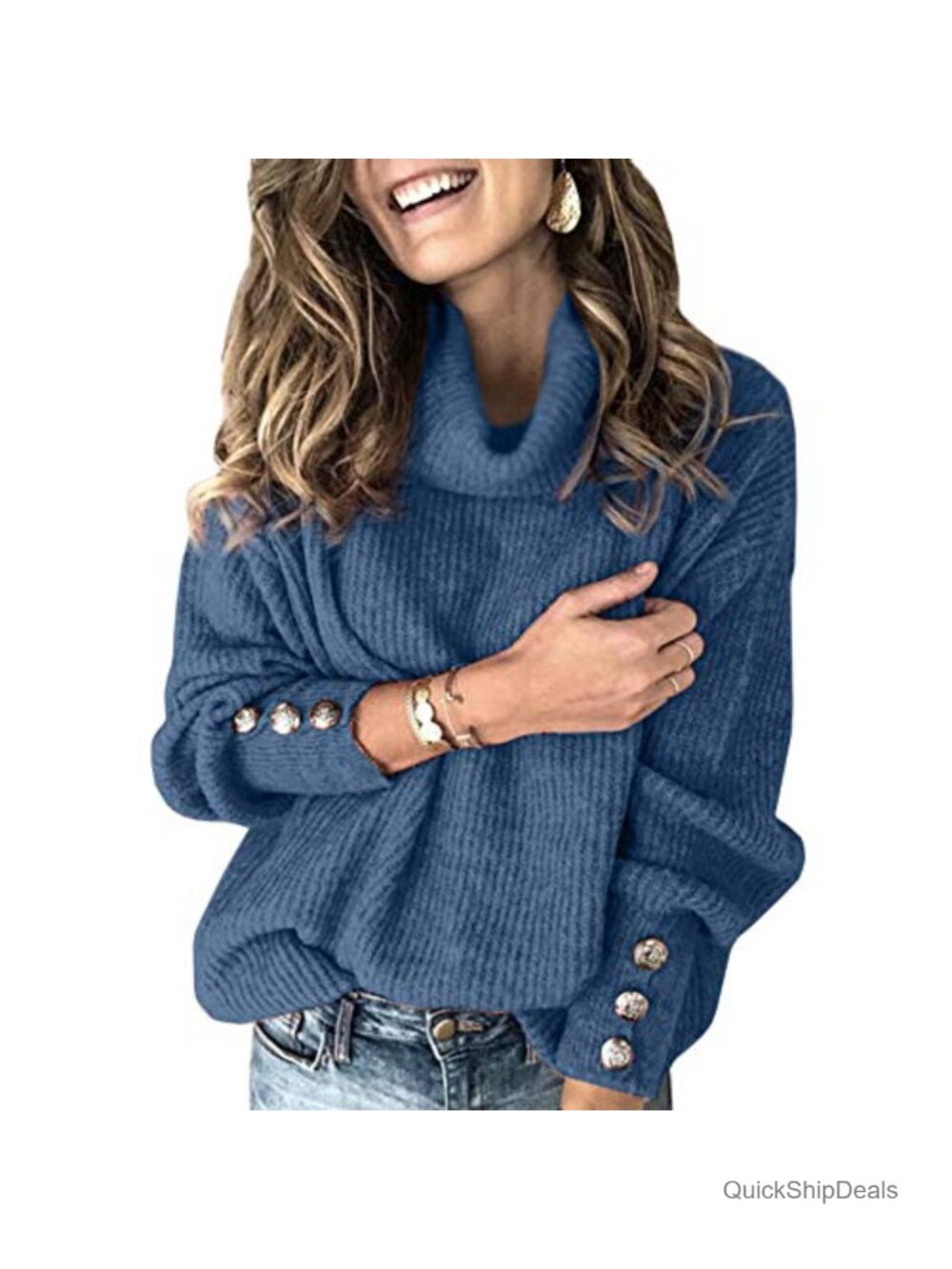 Women's Oversized Cowl Neck Turtleneck Sweater Slouchy Knit Pullover